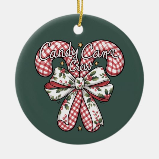 Candy Cane Crew Preppy Christmas Holiday  Keramisch Ornament (Voorkant)