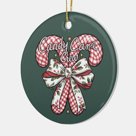 Candy Cane Crew Preppy Christmas Holiday  Keramisch Ornament (Links)