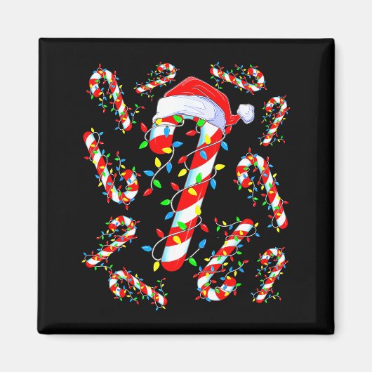 Candy Cane Crew Red And White Santa Funny Christma Magneet (Voorkant)