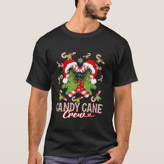 Candy Cane Crew Rood Wit Kerstmis Grappig XM T-shirt (Voorkant)