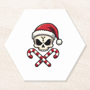 Candy Cane Crew Schedel Kerstmis 2025 Grappige Man Kartonnen Onderzetters