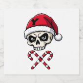 Candy Cane Crew Schedel Kerstmis 2025 Grappige Man Sparkling Wijnetiket (Enkel label)