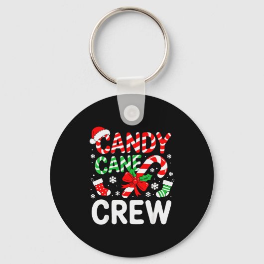 Candy Cane Crew Shirt Adult Men Women Kids Christm Sleutelhanger (Voorkant)