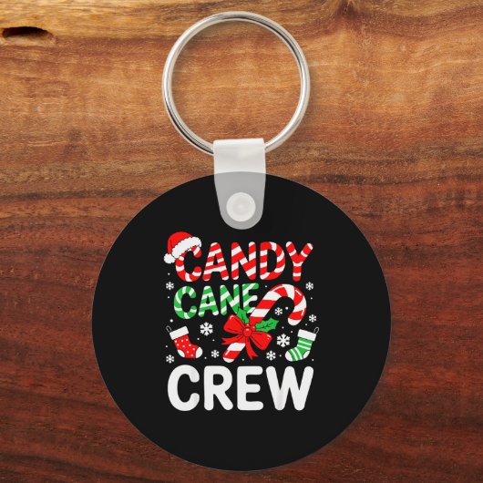 Candy Cane Crew Shirt Adult Men Women Kids Christm Sleutelhanger (Voorkant)