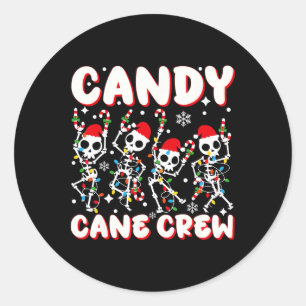 Candy Cane Crew Skelet Kerst Kerstsnoep Liefhebber Ronde Sticker