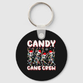 Candy Cane Crew Skeleton Christmas Candy Lover Xma Sleutelhanger (Voorkant)
