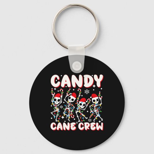 Candy Cane Crew Skeleton Christmas Candy Lover Xma Sleutelhanger (Voorkant)