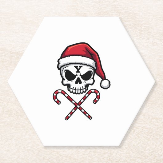 Candy Cane Crew Skull Christmas 2025 Funny Men Boy Kartonnen Onderzetters (Voorkant)
