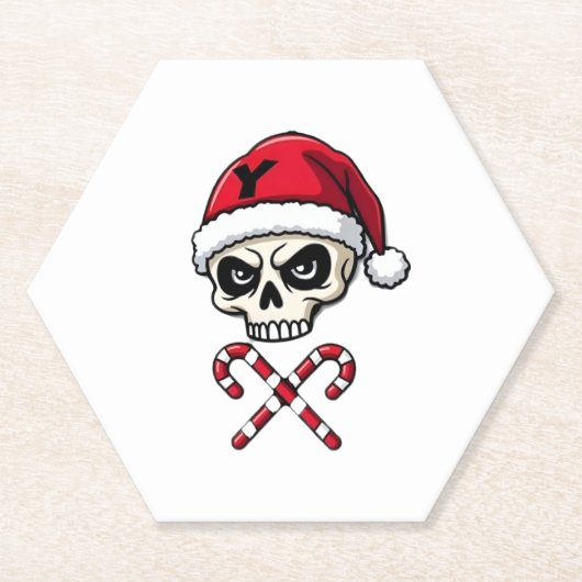 Candy Cane Crew Skull Christmas 2025 Funny Men Boy Kartonnen Onderzetters (Voorkant)