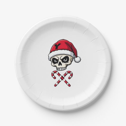 Candy Cane Crew Skull Christmas 2025 Funny Men Boy Papieren Bordje (Voorkant)