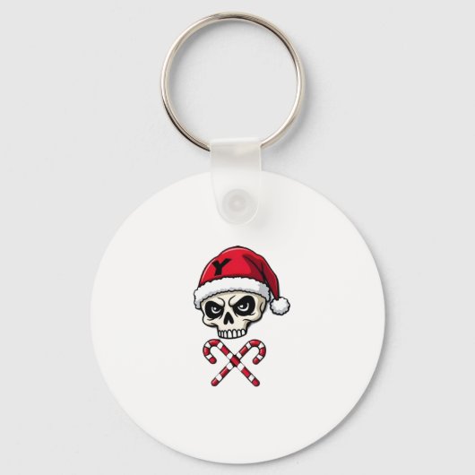 Candy Cane Crew Skull Christmas 2025 Funny Men Boy Sleutelhanger (Voorkant)