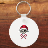 Candy Cane Crew Skull Christmas 2025 Funny Men Boy Sleutelhanger (Voorkant)