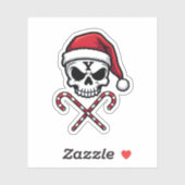 Candy Cane Crew Skull Christmas 2025 Funny Men Boy Sticker (Vel)