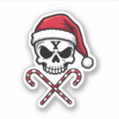 Candy Cane Crew Skull Christmas 2025 Funny Men Boy Sticker (Voorkant)