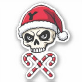 Candy Cane Crew Skull Christmas 2025 Funny Men Boy Sticker (Voorkant)