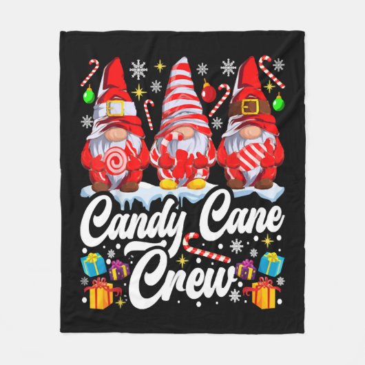 Candy Cane Crew Snoep Lover Gnome Fleece Deken (Voorkant)