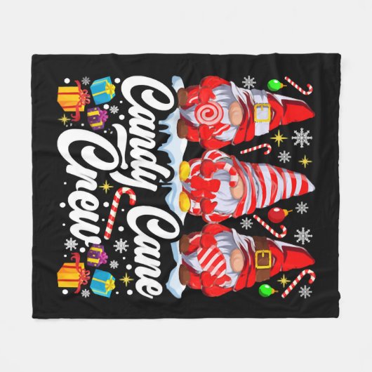 Candy Cane Crew Snoep Lover Gnome Fleece Deken (Voorkant (Horizontaal))