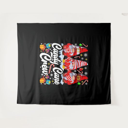 Candy Cane Crew Snoep Lover Gnome Wandkleed (Voorkant (horizontaal))