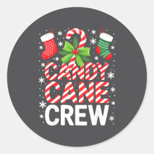 Candy Cane Crew T-shirt voor volwassenen mannen vr Ronde Sticker