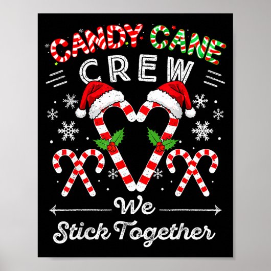 Candy Cane Crew We Staan Samen Kerstmis Xmas M Poster (Voorkant)