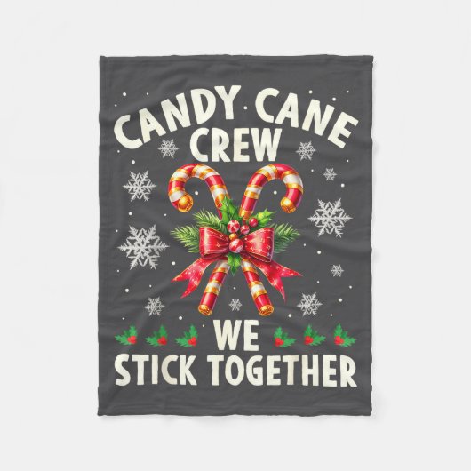 Candy Cane Crew We Stick Together Christmas Costum Fleece Deken (Voorkant)