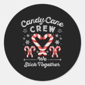Candy Cane Crew We Stick Together Christmas Costum Ronde Sticker (Voorkant)