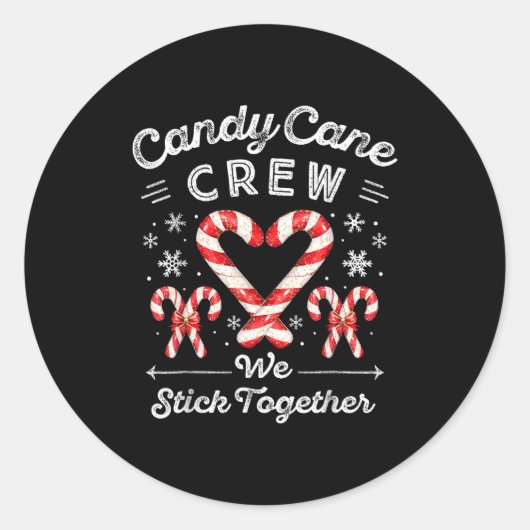 Candy Cane Crew We Stick Together Christmas Costum Ronde Sticker (Voorkant)