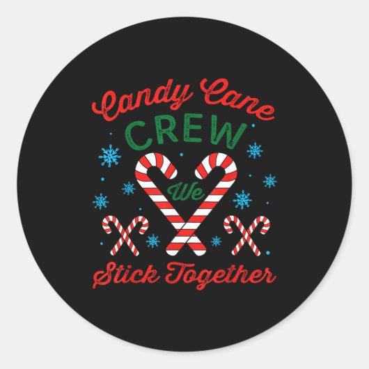 Candy Cane Crew We Stick Together Christmas Costum Ronde Sticker (Voorkant)