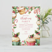 Candy Cane Cupcake Kerstmis Kaart (Staand voorkant)