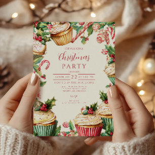 Candy Cane Cupcake Kerstmis Kaart