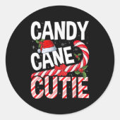 Candy Cane Cutie Christmas Xmas Women Girls Kids T Ronde Sticker (Voorkant)