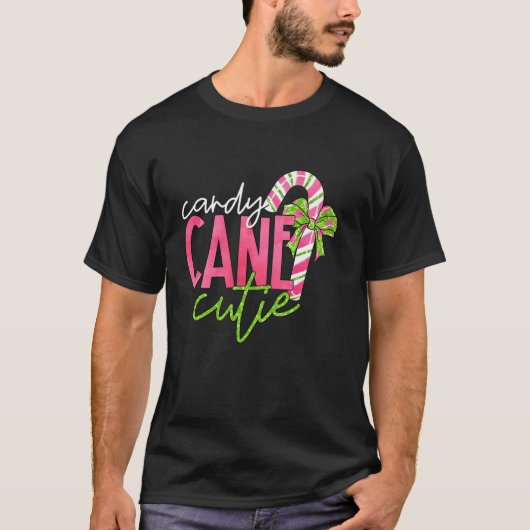 Candy Cane Cutie Coquette Bow Vrolijk Kerstfeest T-shirt (Voorkant)