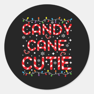 Candy Cane Cutie Grappig Kerst Kinder peuter Xmas Ronde Sticker