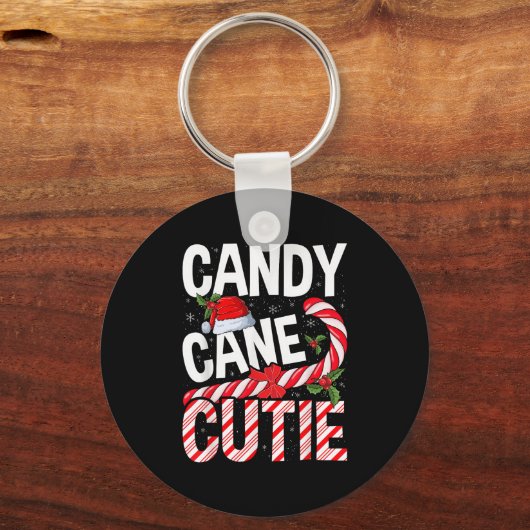 Candy Cane Cutie Kerstmis Vrouwen Meisjes Kinder T Sleutelhanger (Voorkant)