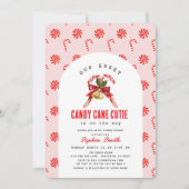Candy Cane Cutie Pink Girl Baby Shower Kaart (Voorkant)