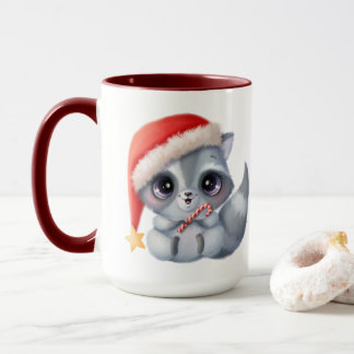 Candy Cane Cutie Raccoon kerstkoffie Mok