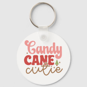Candy Cane Cutie Retro Groovy Kerst Feestdagen Sleutelhanger