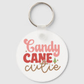 Candy Cane Cutie Retro Groovy Kerst Feestdagen Sleutelhanger (Achterkant)