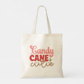 Candy Cane Cutie Retro Groovy Kerst Feestdagen Tote Bag (Achterkant)