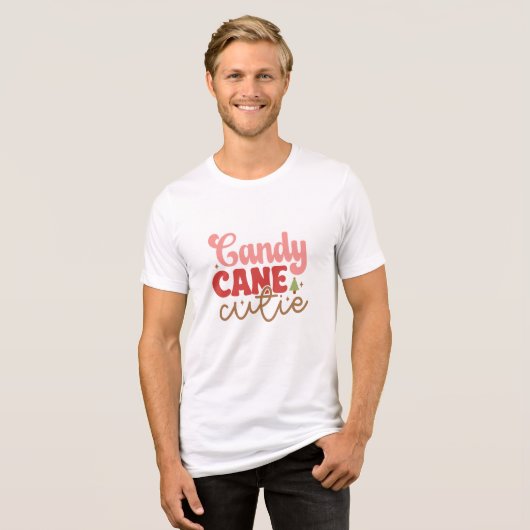 Candy Cane Cutie Retro Groovy Kerst Feestdagen Tri-Blend Shirt (Voorkant volledig)