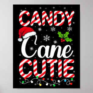 Candy Cane Cutie Schattige Grappig Kerst Xmas Snoe Poster