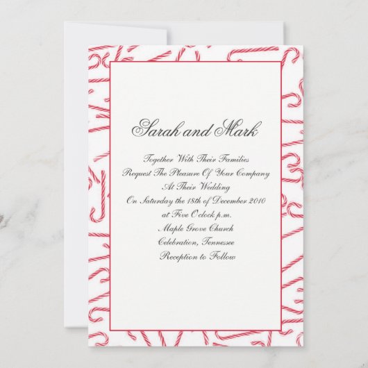 Candy Cane Dance Invitation P Kaart (Achterkant)
