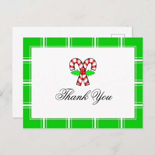 Candy Cane Dank u voor de groene kerst Briefkaart (Voorkant / Achterkant)