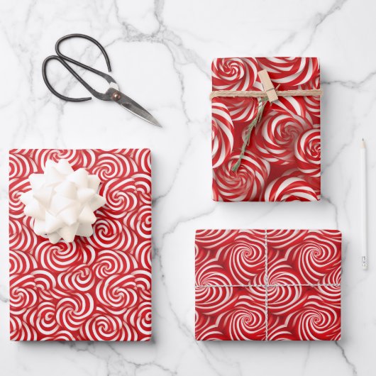 Candy Cane Delight Classic pepermunt twist ontwerp Inpakpapier Vel (Voorkant)