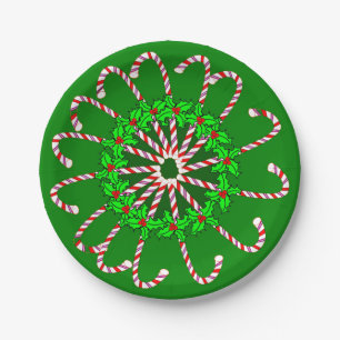 Candy Cane Design op papieren Borden Bordje