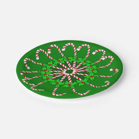 Candy Cane Design op papieren Borden Papieren Bordje (Gekanteld)