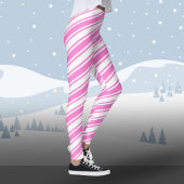 Candy Cane Diagonal Stripe White Roze Kerstmis Leggings