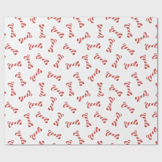 Candy Cane Dog Bone Kerstmis Cadeaupapier (Vlak)
