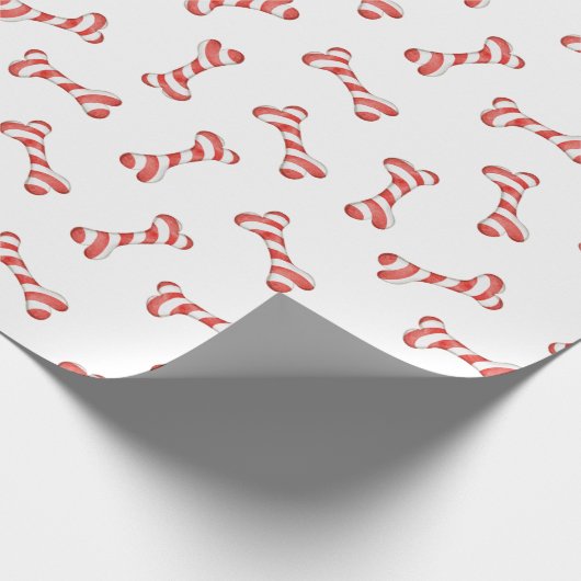 Candy Cane Dog Bone Kerstmis Cadeaupapier (Hoek)