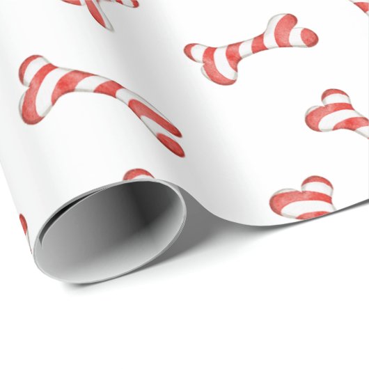 Candy Cane Dog Bone Kerstmis Cadeaupapier (Rol Hoek)